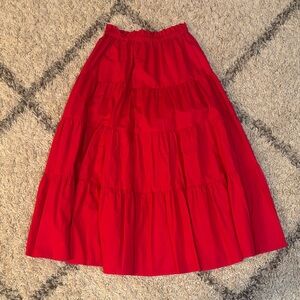 Aqua Vibrant Red Tiered A-Line Skirt